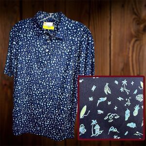 Jack Nicklaus ECO Choice Mens Blue Short Sleeve Graphic Polo Shirt Size Small